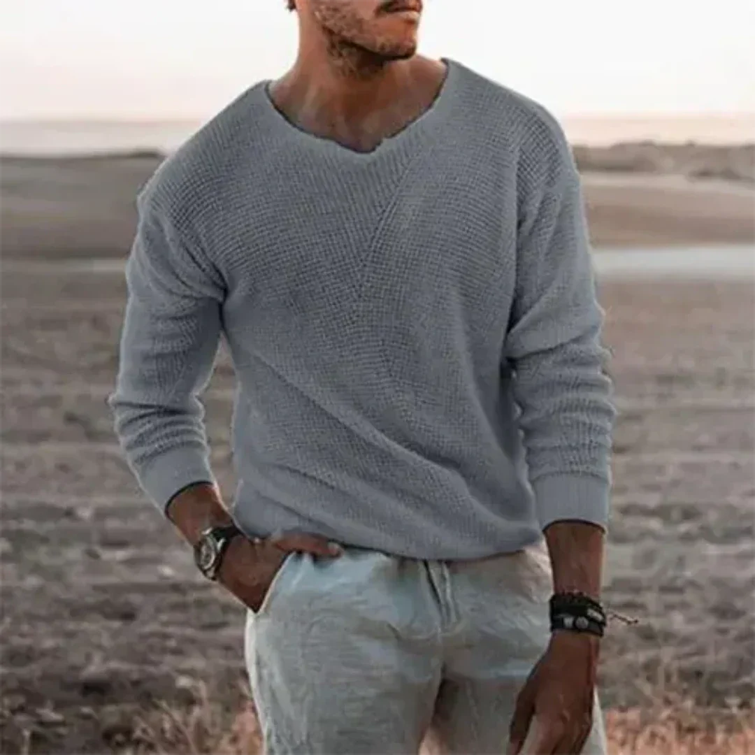Men's Warm Long Sleeve Knit Pullover With Soft Cozy Knit Fabric For Cold Weather Casual Or Dressy Looks