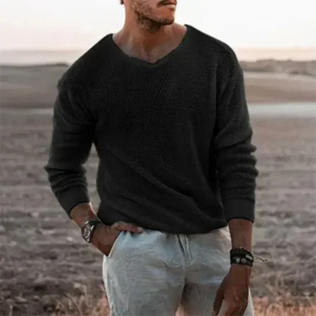 Men's Warm Long Sleeve Knit Pullover With Soft Cozy Knit Fabric For Cold Weather Casual Or Dressy Looks