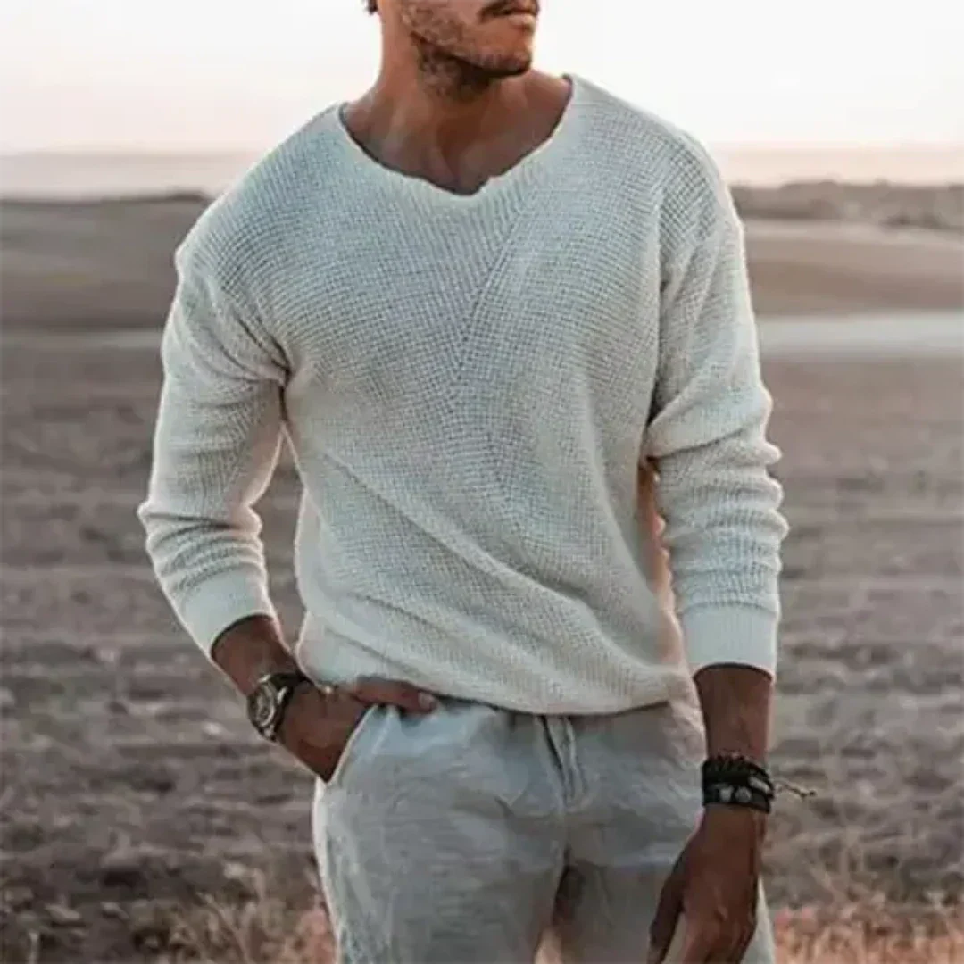 Men's Warm Long Sleeve Knit Pullover With Soft Cozy Knit Fabric For Cold Weather Casual Or Dressy Looks