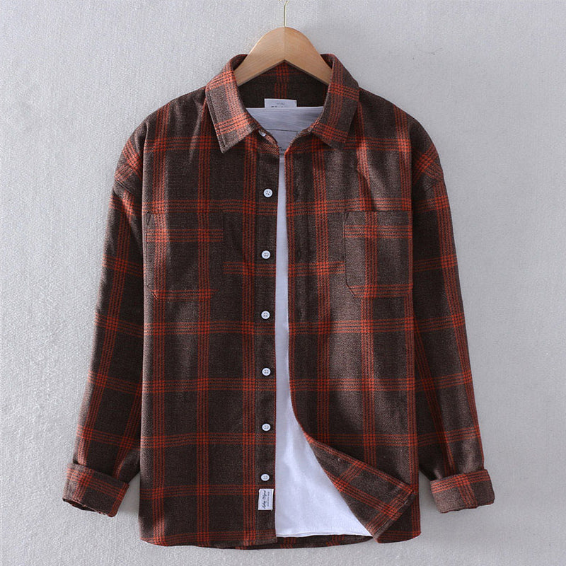 Mens Checkered Flannel Shirt Regular Fit Button Closure Natural Fibers Nordisk Flair TrendAura