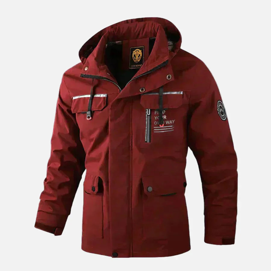 TrendAura Mens Jacket Stand Collar Hood Woven Blend Hip Length Casual Outerwear For Fall