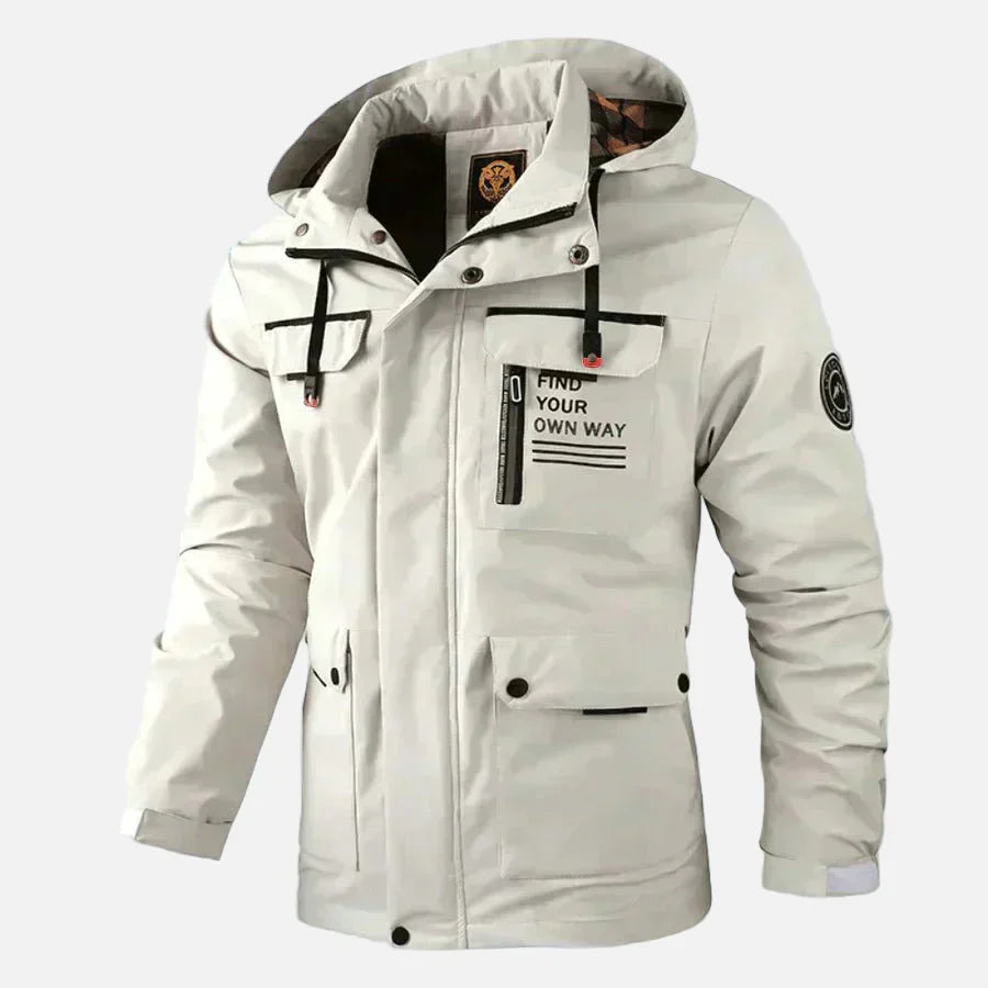 TrendAura Mens Jacket Stand Collar Hood Woven Blend Hip Length Casual Outerwear For Fall