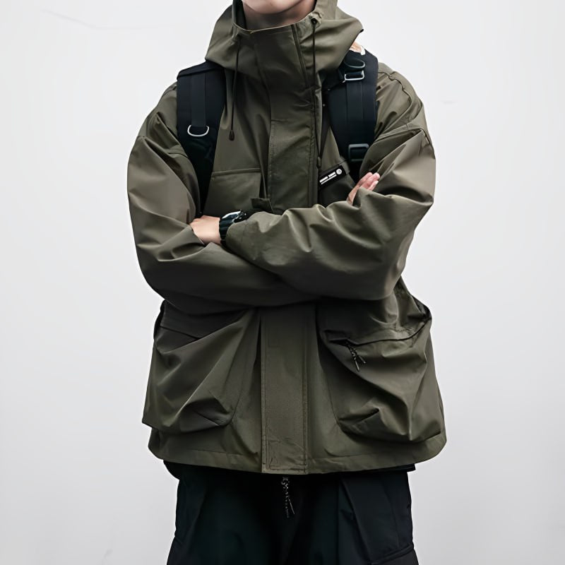 JESS Waterproof Autumn Jacket For Men Lightweight Cozy Warmth Four Pockets Zipper