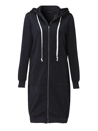 Eloura-Moda | Knee-Length Zip-Up Hoodie