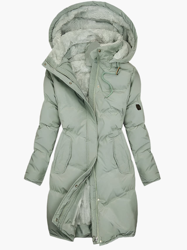 Women's winter quilted coat with hood – elegant, warm parka for everyday & outdoor