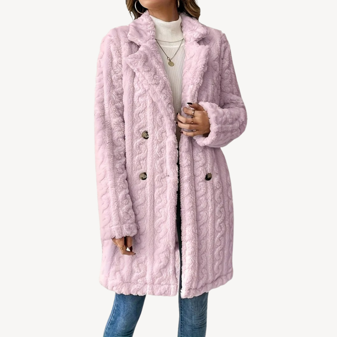 Women’s Stylish Double-Breasted Fur Coat | Chic