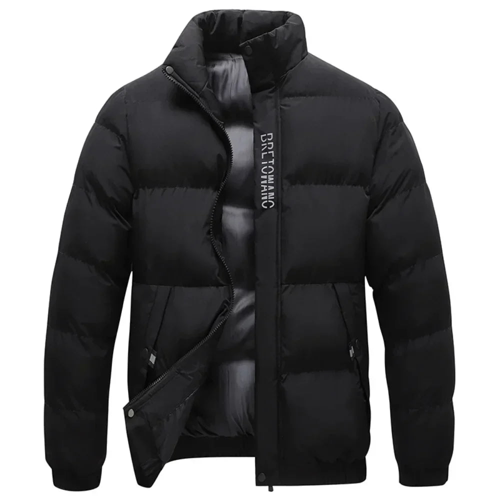 Men's Modern Puffer Jacket With Collar Elevates Style With Structured Silhouette And Warmth