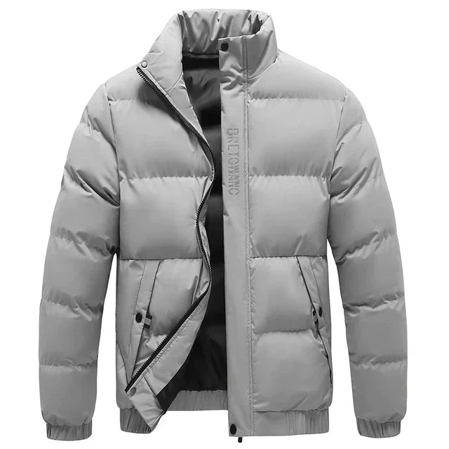 Men's Modern Puffer Jacket With Collar Elevates Style With Structured Silhouette And Warmth
