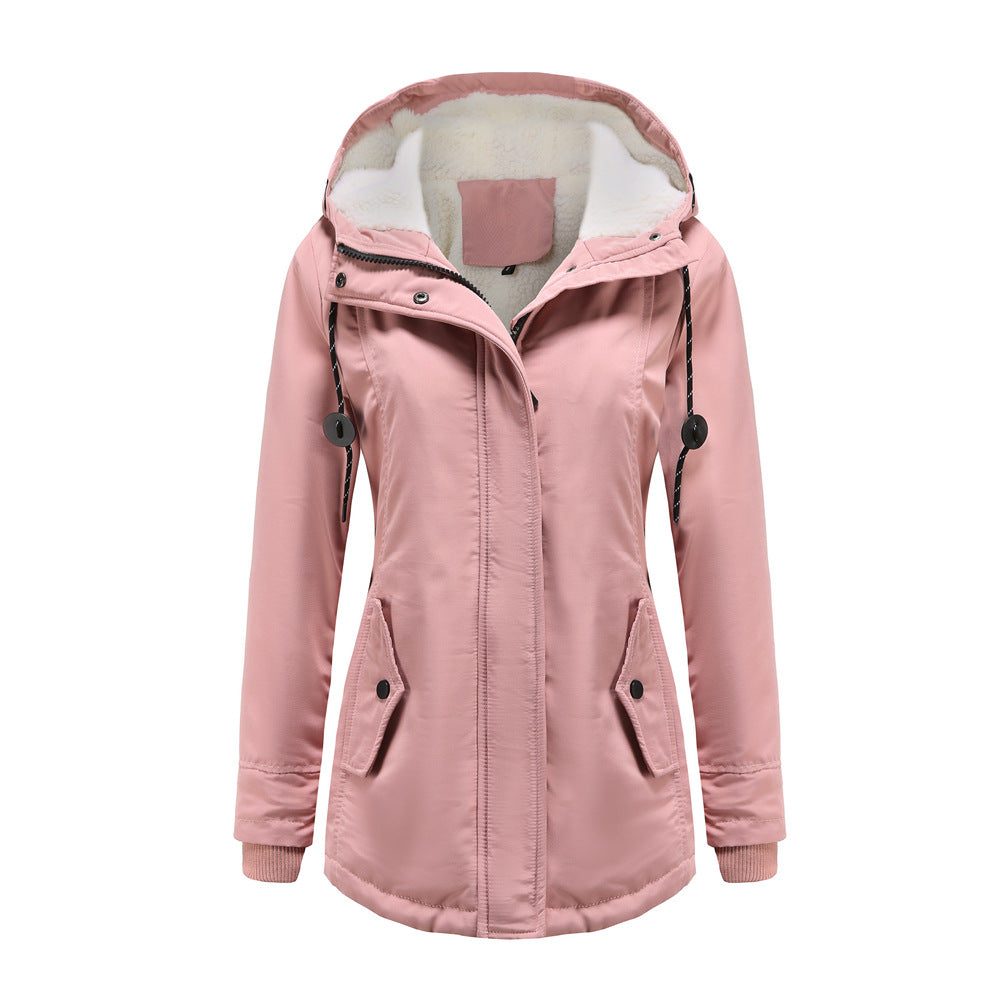 Women’s Rain Jacket – Tailored Fit – Waterproof Fleece Lined – Hooded Mid-Length Coat
