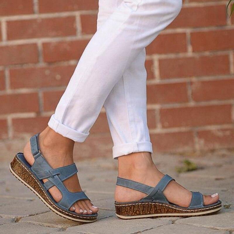 Moonbiffy Women Open-Toe Gladiator Wedge Sandals With Supportive Low Heel For All-Day Comfort
