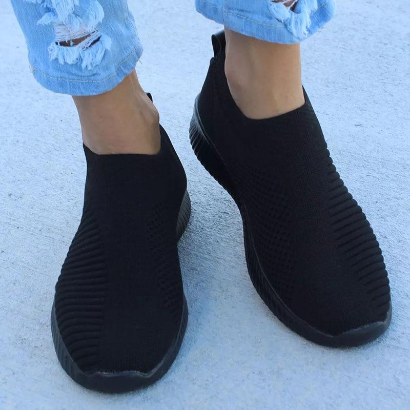 Orthopedic Slip On Sneakers For Women With Arch Support And Cushioned Knit Upper