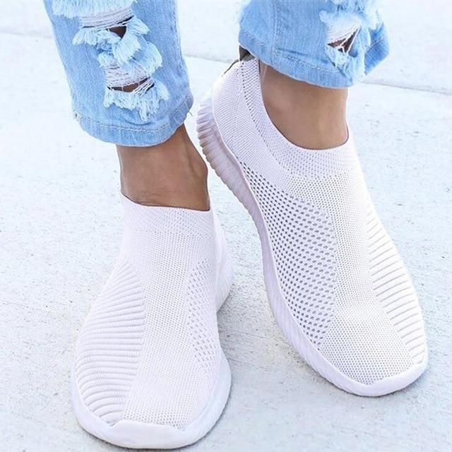 Orthopedic Slip On Sneakers For Women With Arch Support And Cushioned Knit Upper