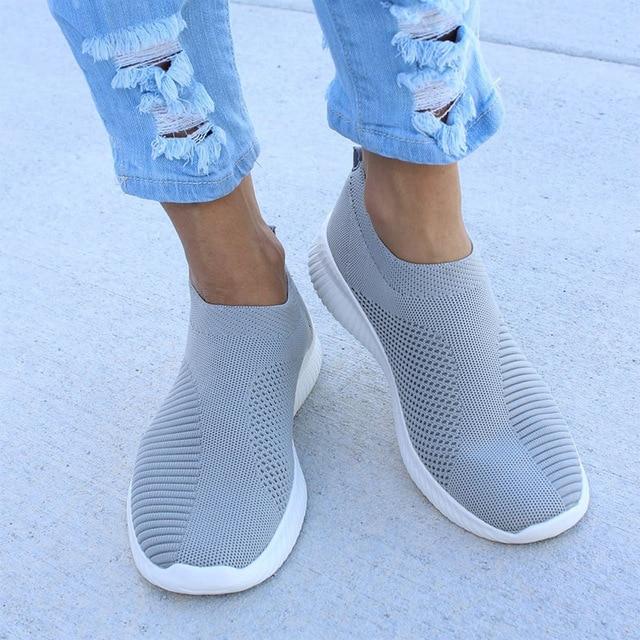 Orthopedic Slip On Sneakers For Women With Arch Support And Cushioned Knit Upper