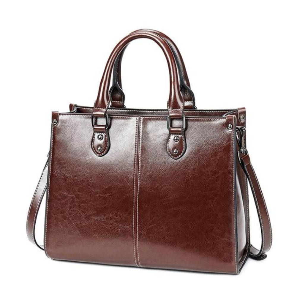 TrendAura Sally Handbag Structured Faux Leather With Top Handles And Removable Shoulder Strap
