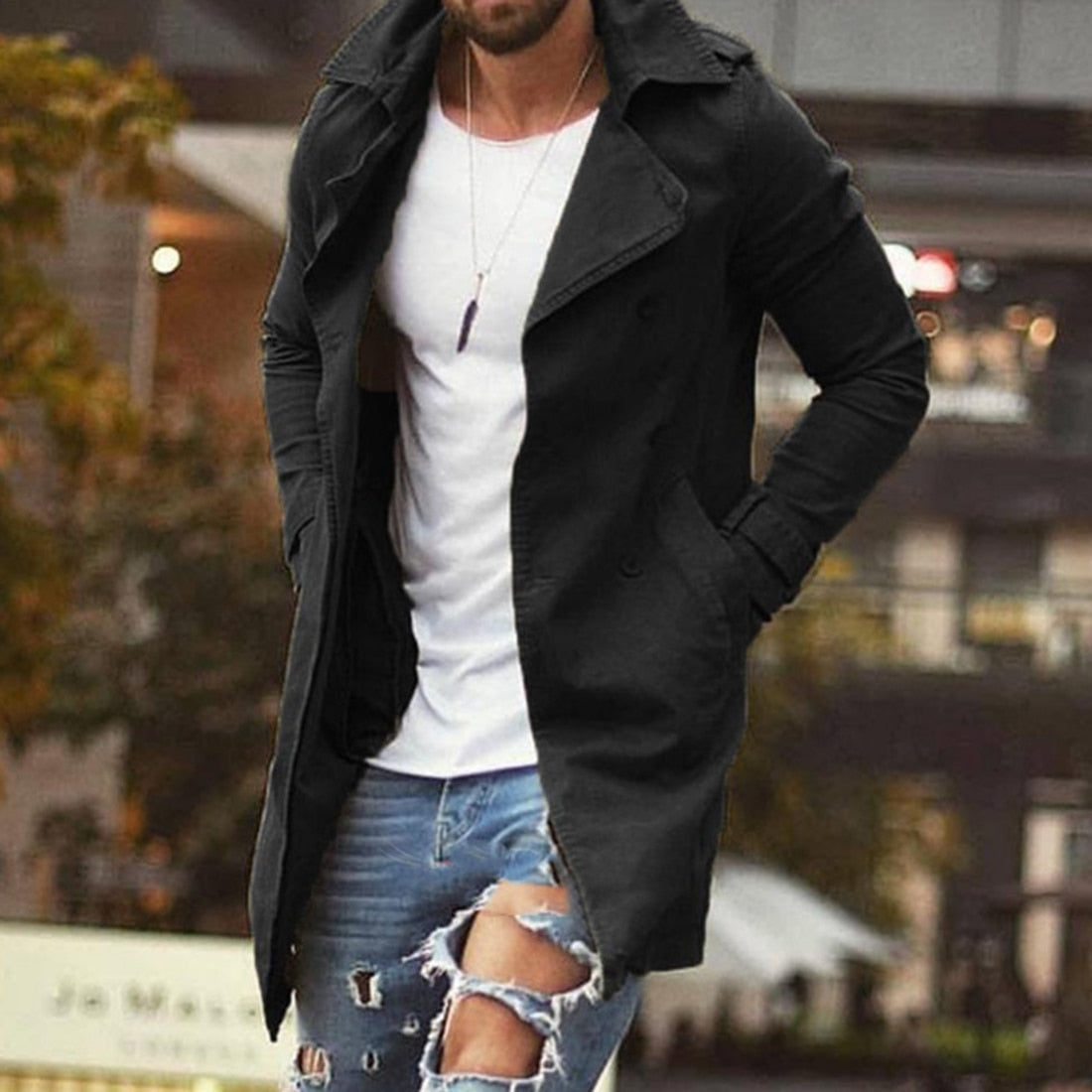Mens Autumn Jacket Elegant Long Coat With Classic Cut For Men Warmth And Versatile Everyday Outerwear