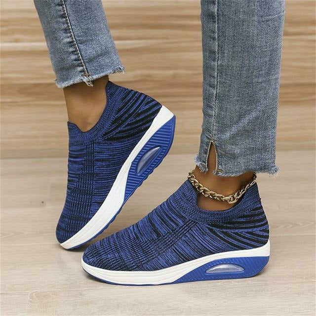 Women Lightweight Slip On Sneakers With All Day Comfort Flexible Design And Striped Pattern