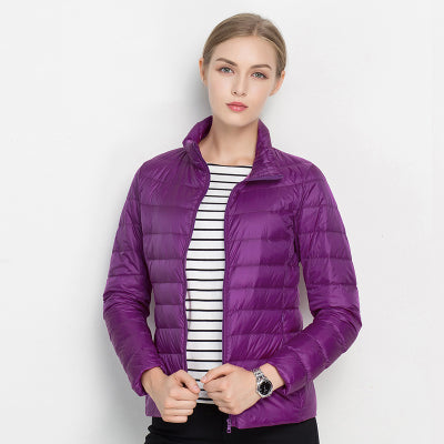 Lightweight Quilted Jacket Navy With High Collar Slim Fit For Unisex Outdoor Warmth And Smooth Zip