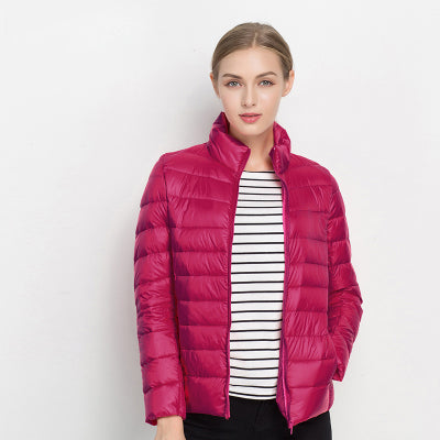 Lightweight Quilted Jacket Navy With High Collar Slim Fit For Unisex Outdoor Warmth And Smooth Zip