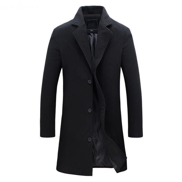Martin Formal Long Overcoat For Men By TrendAura Elegant Tailored Wool Coat For Business And Evening Wear