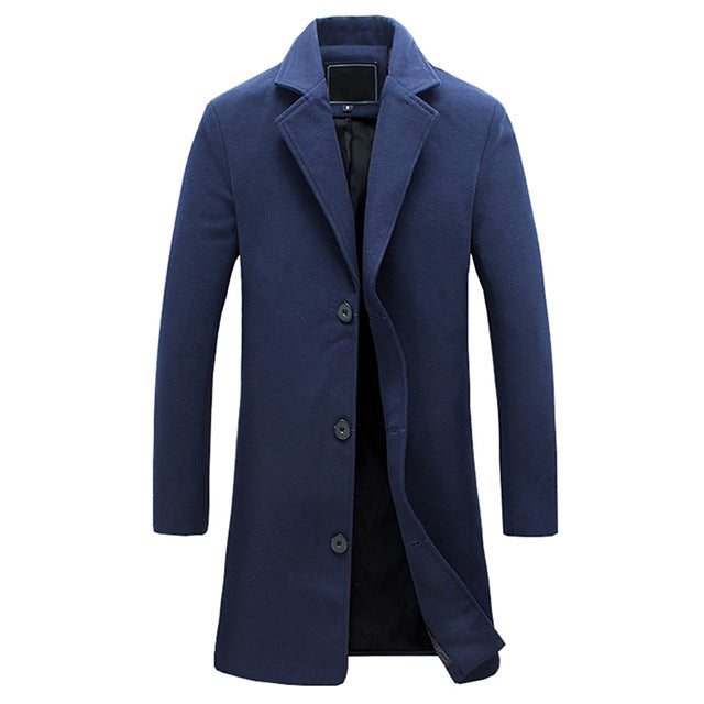 Martin Formal Long Overcoat For Men By TrendAura Elegant Tailored Wool Coat For Business And Evening Wear