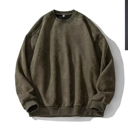 Men's Suede Oversized Sweatshirt Pullover by TrendAura for Fall and Winter Casual Comfort