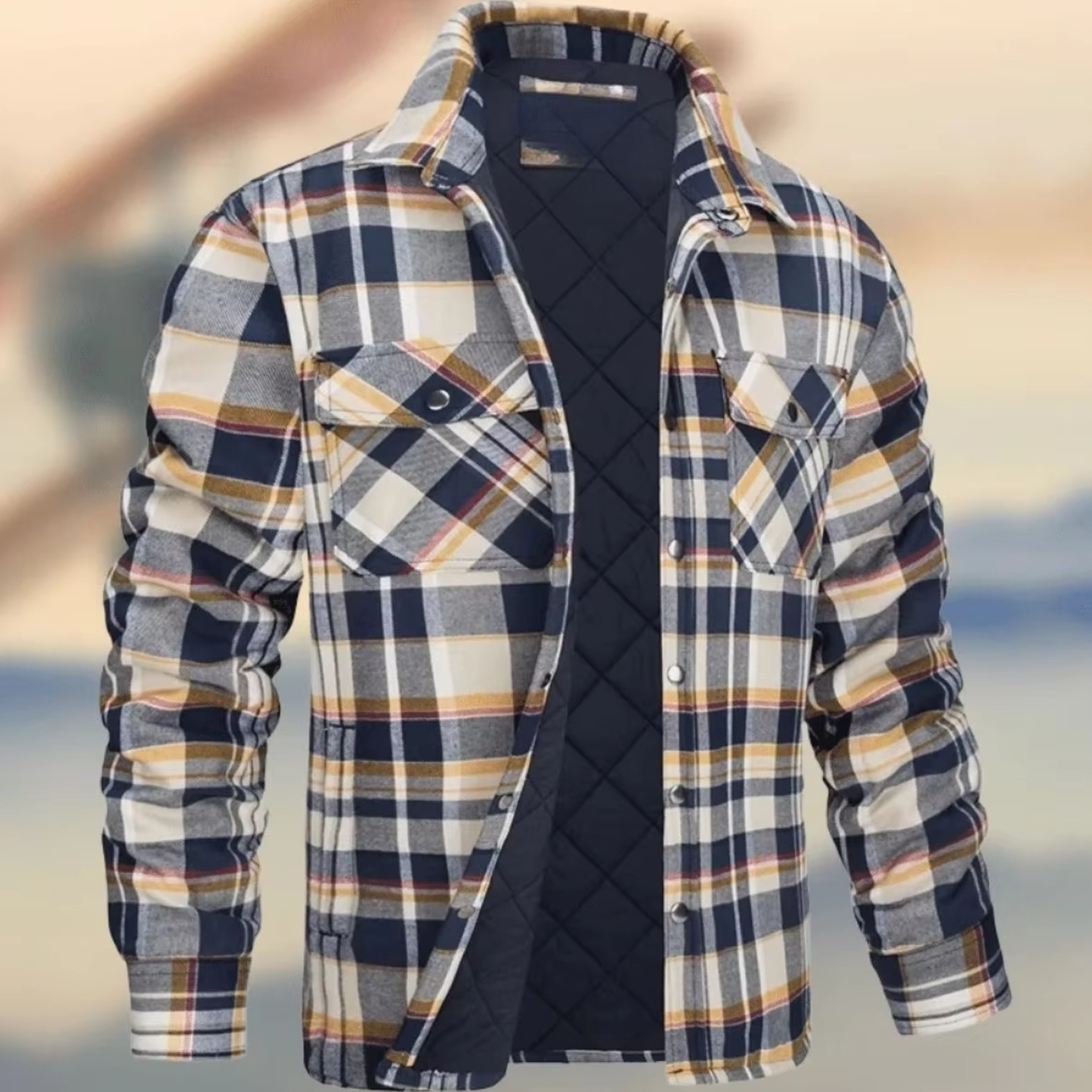 TrendAura Men's Thick Cotton Plaid Jacket Winter Warm Outerwear For Casual And Outdoor Wear