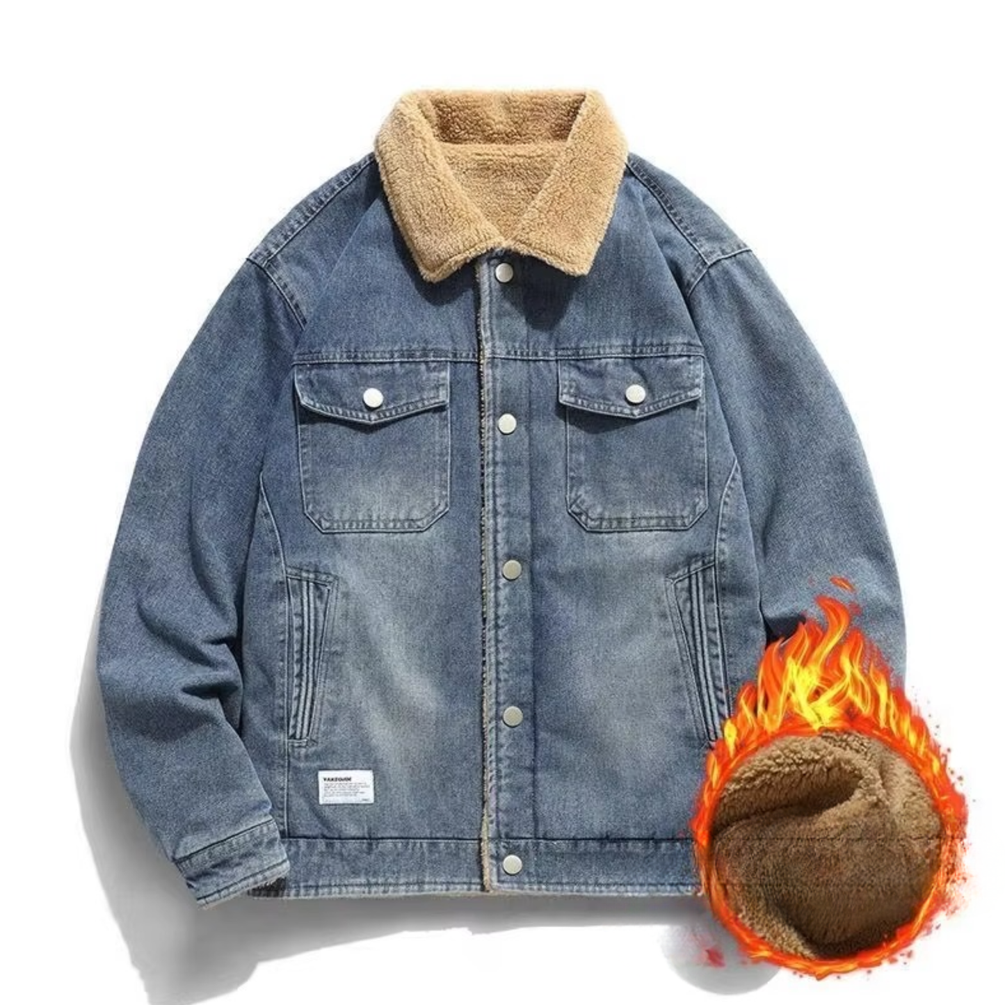 TrendAura Men's Fleece Lined Denim Jacket Warm Winter Coat For Casual Style Sizes M To 4XL