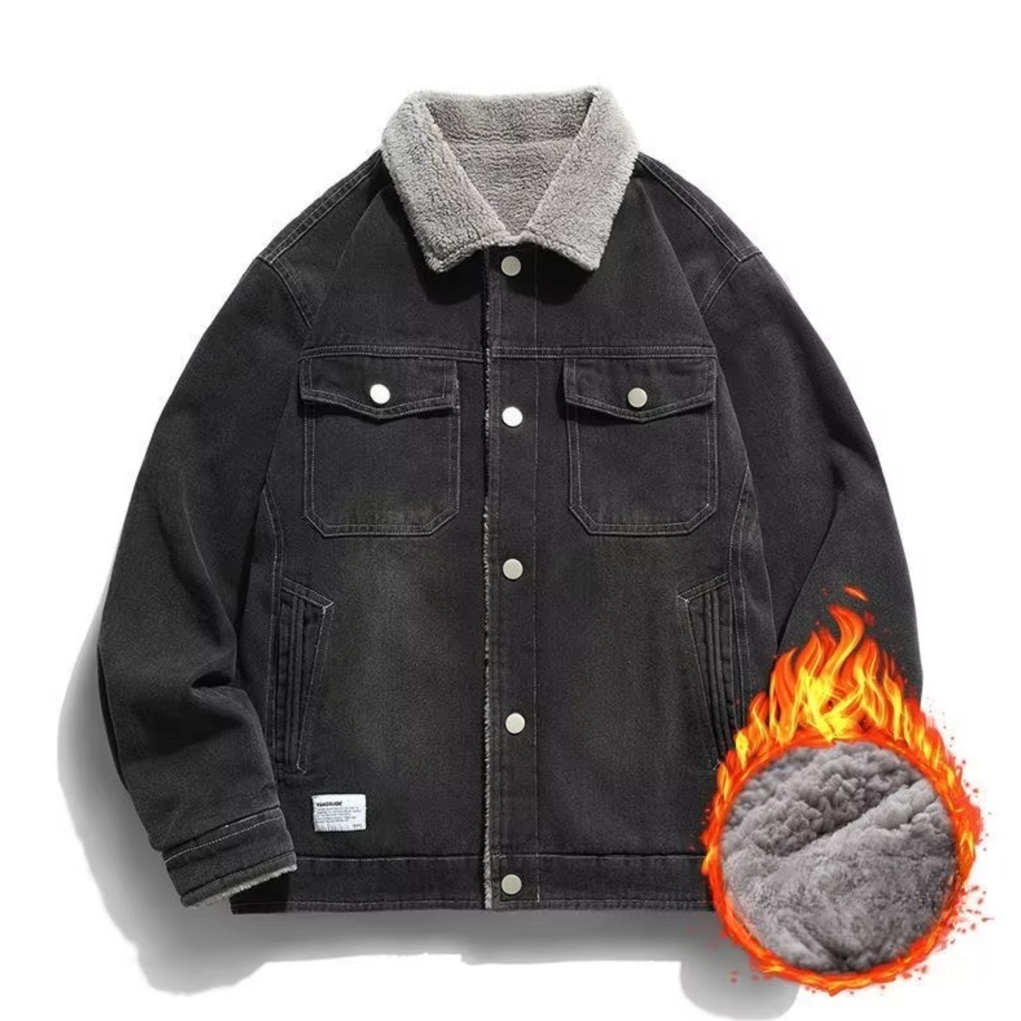 TrendAura Men's Fleece Lined Denim Jacket Warm Winter Coat For Casual Style Sizes M To 4XL
