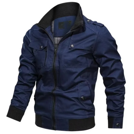 TrendAura Men's Cotton Stand Collar Casual Jacket for Spring and Fall Lightweight Everyday Outerwear