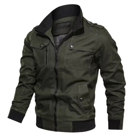 TrendAura Men's Cotton Stand Collar Casual Jacket for Spring and Fall Lightweight Everyday Outerwear