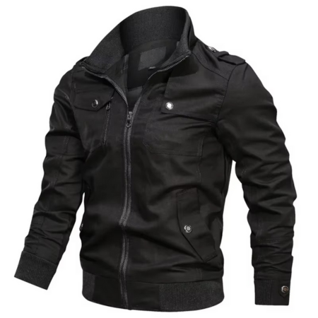 TrendAura Men's Cotton Stand Collar Casual Jacket for Spring and Fall Lightweight Everyday Outerwear