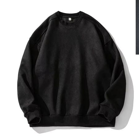 Men's Suede Oversized Sweatshirt Pullover by TrendAura for Fall and Winter Casual Comfort