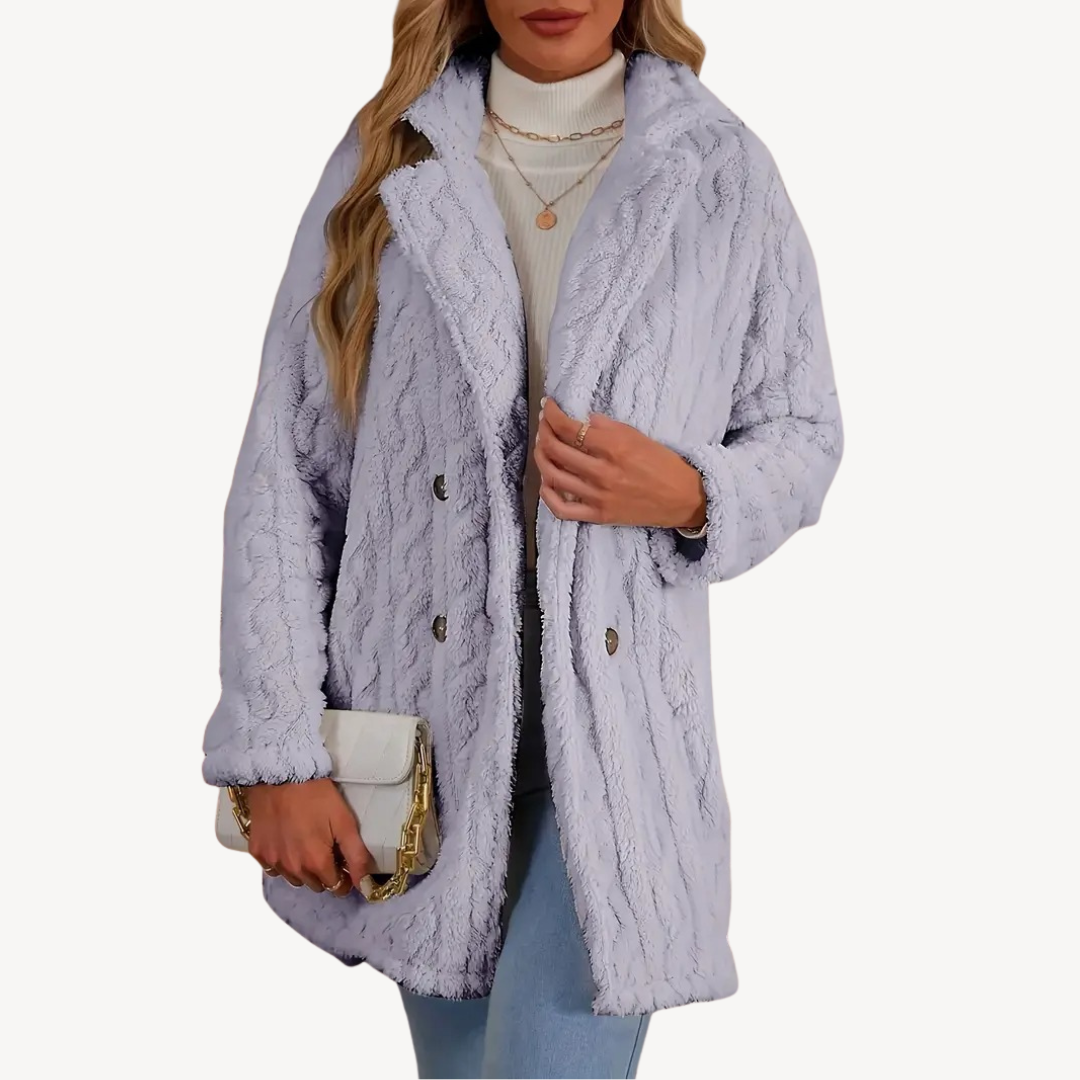 Women’s Stylish Double-Breasted Fur Coat | Chic