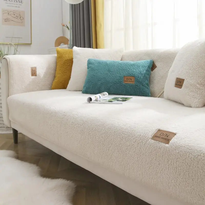 Sherpa Fleece Sofa Cover With Non Slip Backing Delivers Cozy Plush Warmth For Pet Owners And Families