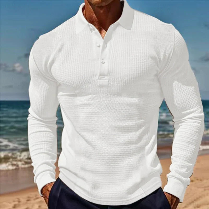 Men's Polo Shirt Long Sleeve For Everyday Wear Versatile Collared Top For Casual To Semi Formal