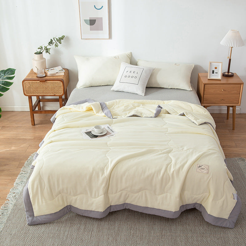Minimalist Cotton Quilt with Stitched Pattern