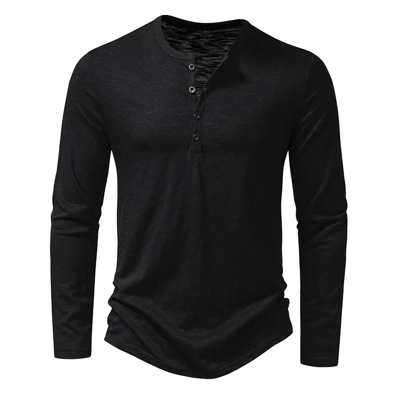 Men's Classic Long Sleeved Shirt With Refined Button Placket For Versatile Casual To Semi Formal Wear