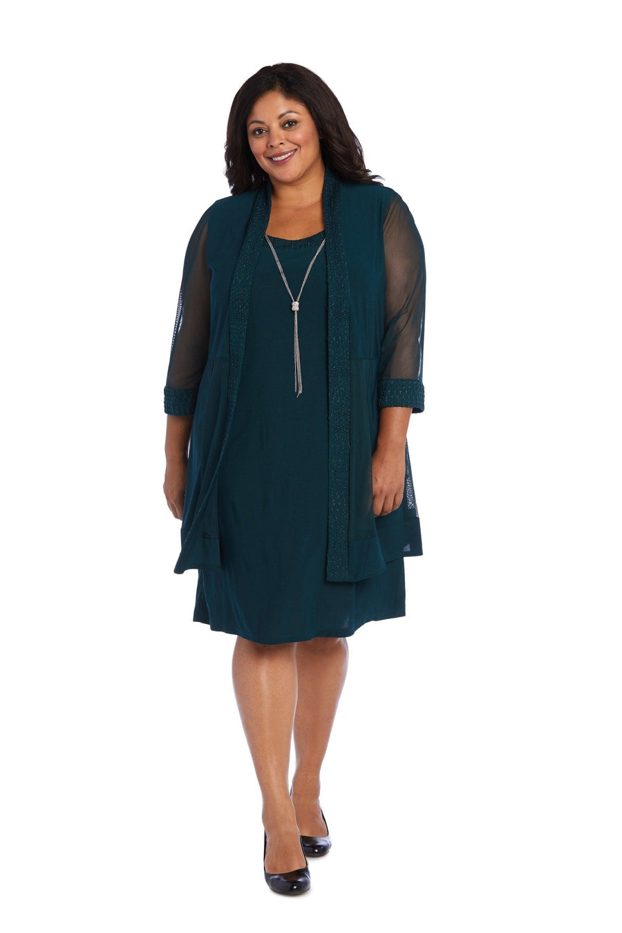 Dark Green 14W R&M Richards 5394W Short Plus Size Formal Dress Sale - TrendAura