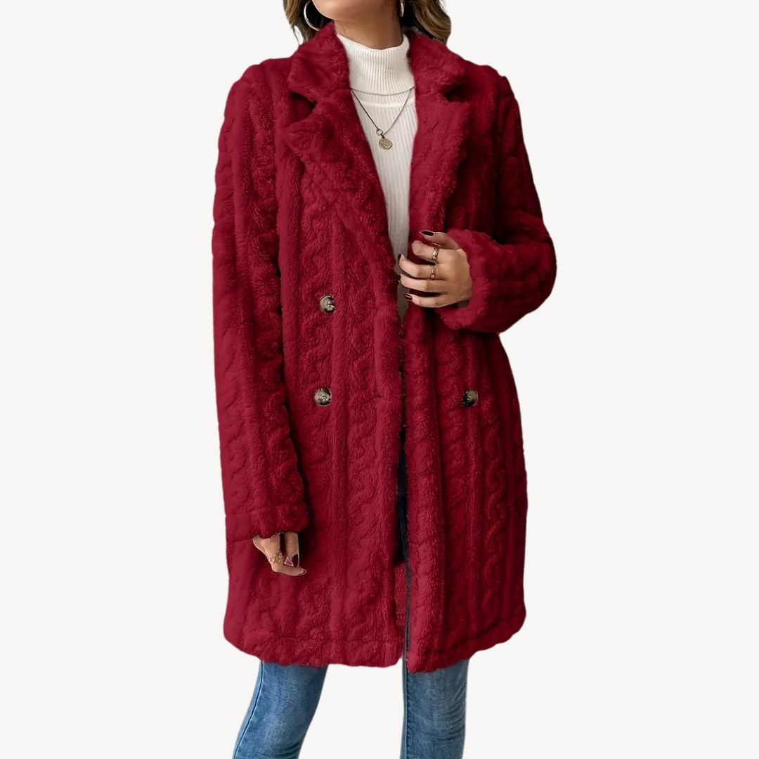 Women’s Stylish Double-Breasted Fur Coat | Chic