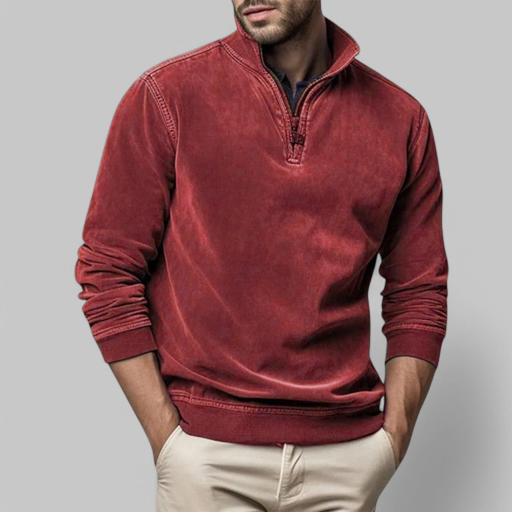 Mens Casual Half Zip Stand Collar Jumper For Everyday Comfort Layering Wardrobe Essential