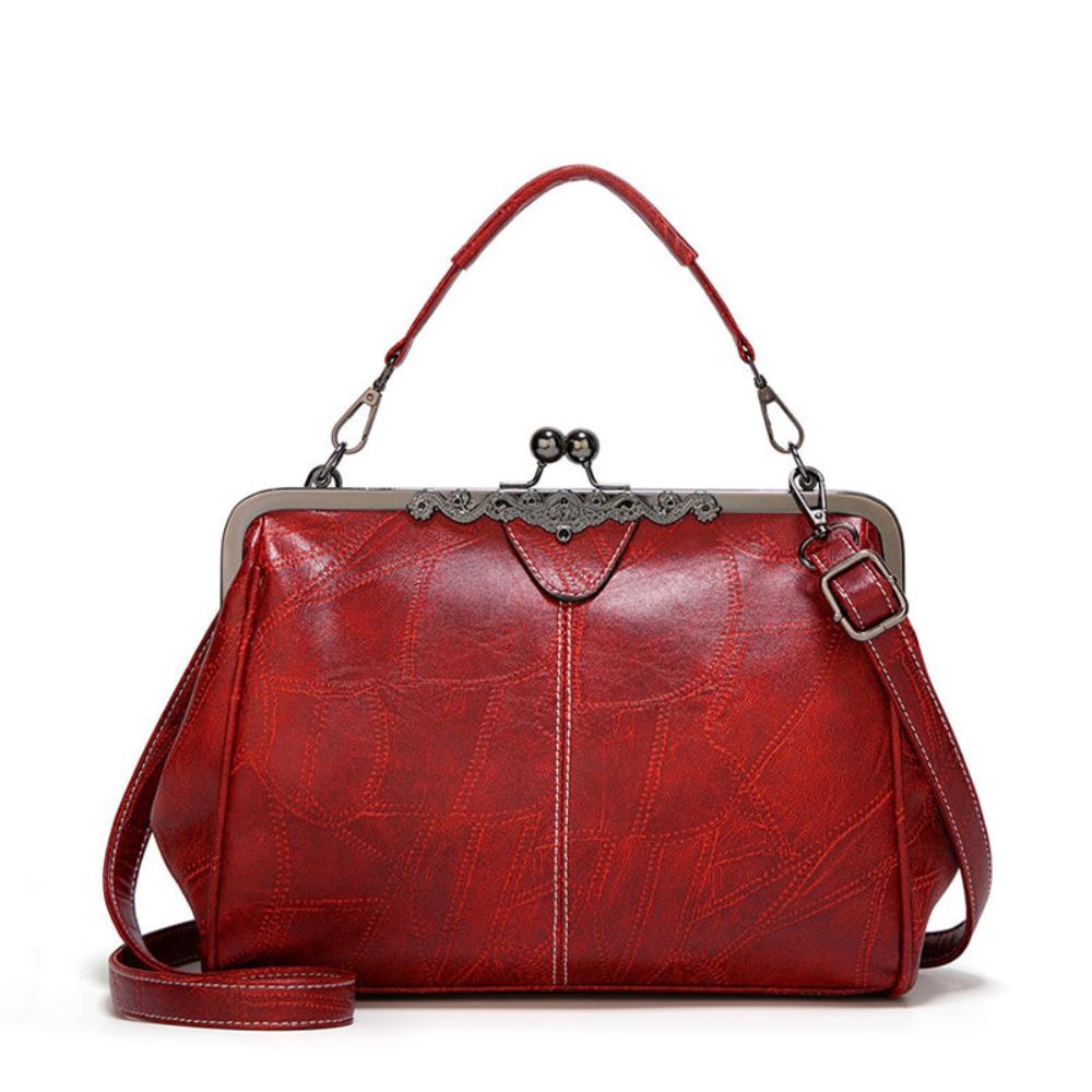 TrendAura Jacqueline Vintage Clasp Handbag - Durable Faux Leather, Adjustable Crossbody Strap