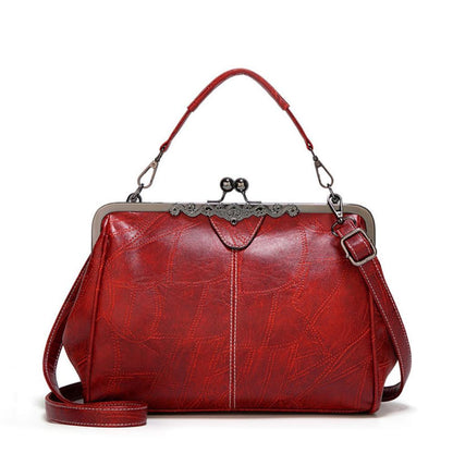 TrendAura Jacqueline Vintage Clasp Handbag - Durable Faux Leather, Adjustable Crossbody Strap
