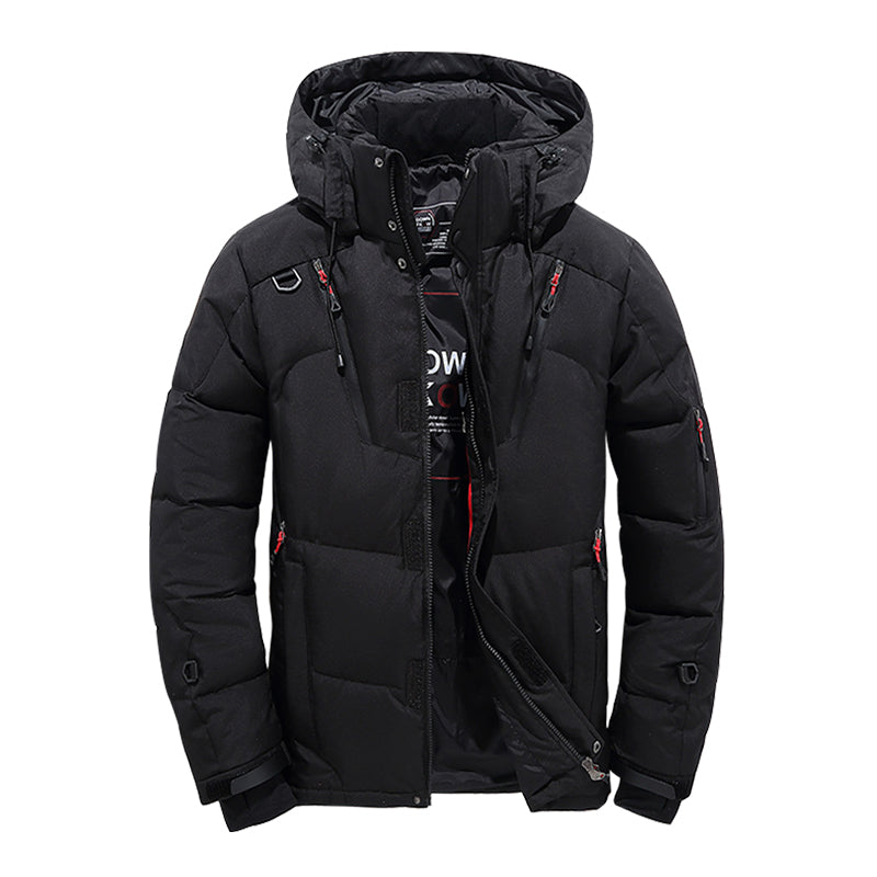 TrendAura Mens Hooded Winter Down Jacket Windproof Puffer Coat For Outdoor Camping Travel Warm Insulated Outerwear