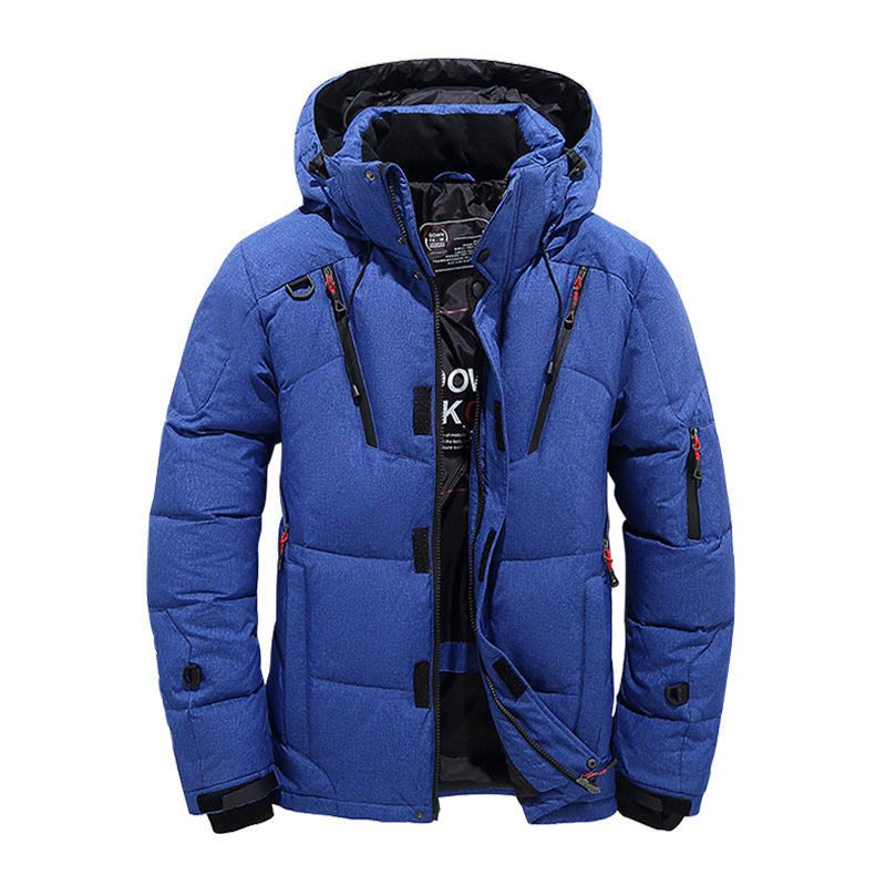 TrendAura Mens Hooded Winter Down Jacket Windproof Puffer Coat For Outdoor Camping Travel Warm Insulated Outerwear