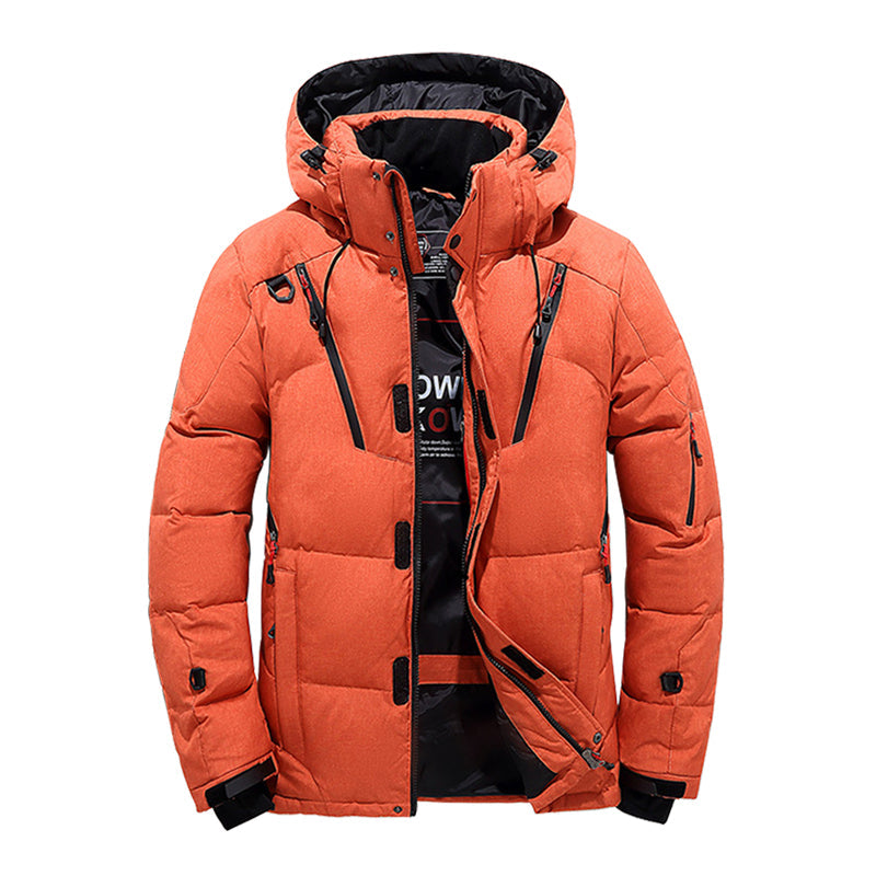 TrendAura Mens Hooded Winter Down Jacket Windproof Puffer Coat For Outdoor Camping Travel Warm Insulated Outerwear