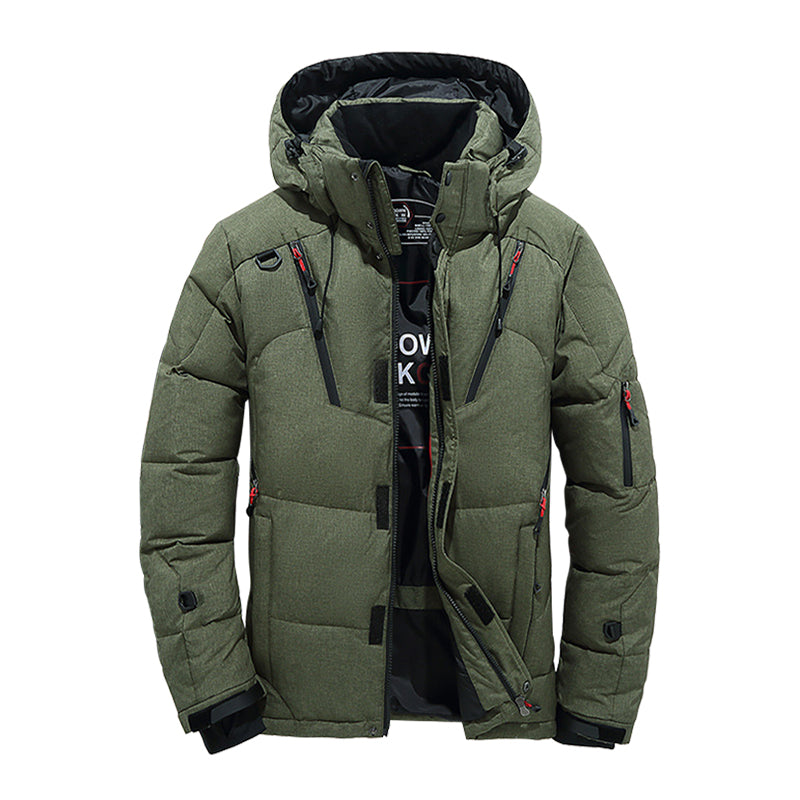 TrendAura Mens Hooded Winter Down Jacket Windproof Puffer Coat For Outdoor Camping Travel Warm Insulated Outerwear