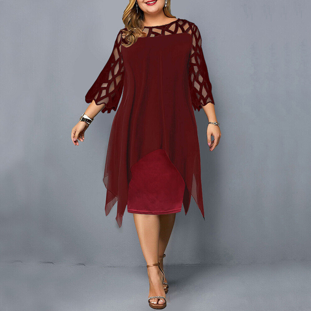 Women's Cocktail Dress - Asymmetric Layered Design - Cutout Details - Elegant Party Look