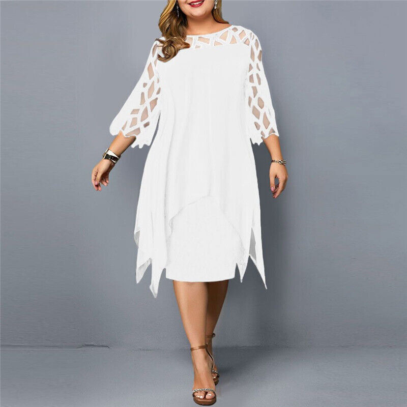 Women's Cocktail Dress - Asymmetric Layered Design - Cutout Details - Elegant Party Look