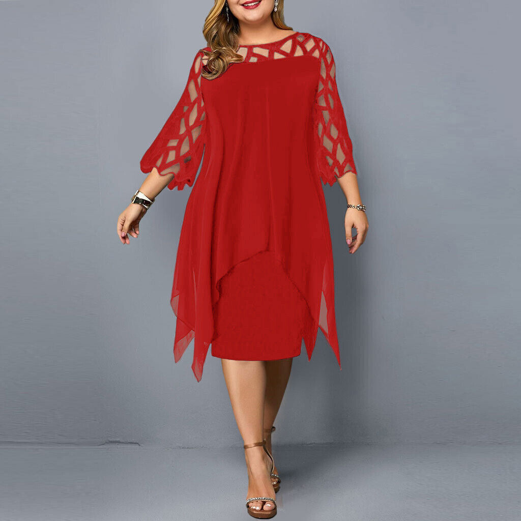 Women's Cocktail Dress - Asymmetric Layered Design - Cutout Details - Elegant Party Look