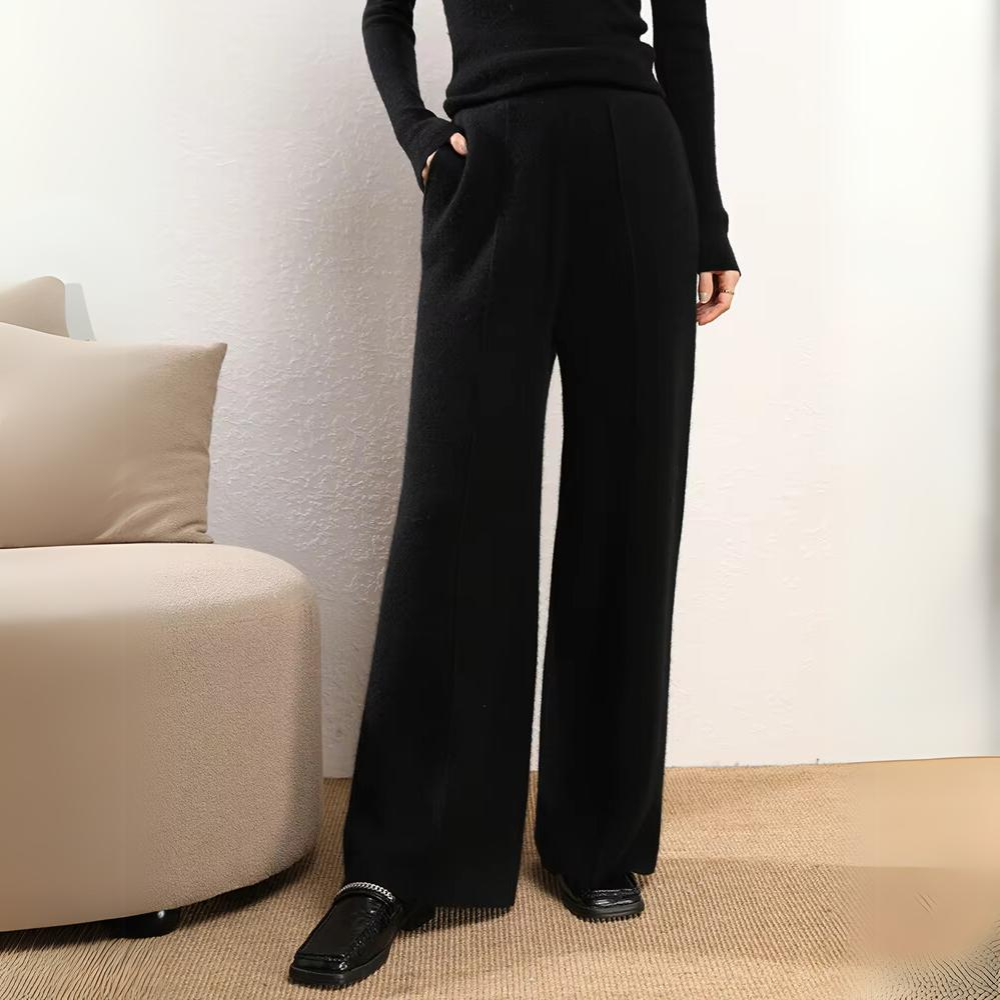 Clara Knit Pants for Women Ultra Soft Wool Cashmere Blend Wide Leg Warmth and Elegant Silhouette